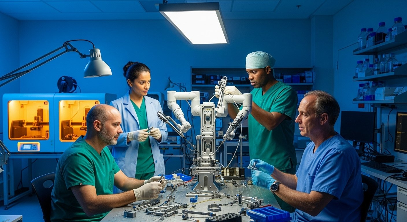 Robotic surgery arm, representing the medical device industry.